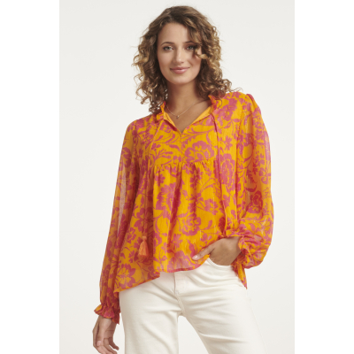 Florale losvallende blouse