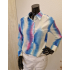 blue/pink/creme color blouse