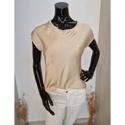 Zomerse blouse champagnekleur satijnlook