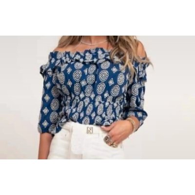 Prachtige stijlvolle geklede blauwe blouse Nikkie